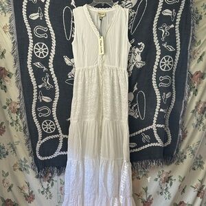 Elegant White Eyelet Maxi Dress
